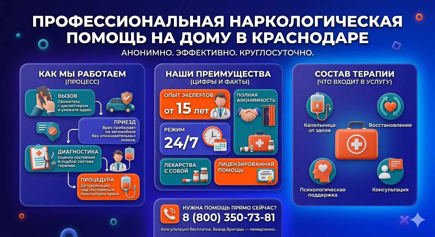 Инфографика о принципах лечения алкоголизма на дому в Ревде: этапы вызова нарколога, преимущества анонимной детоксикации и состав медицинской помощи.